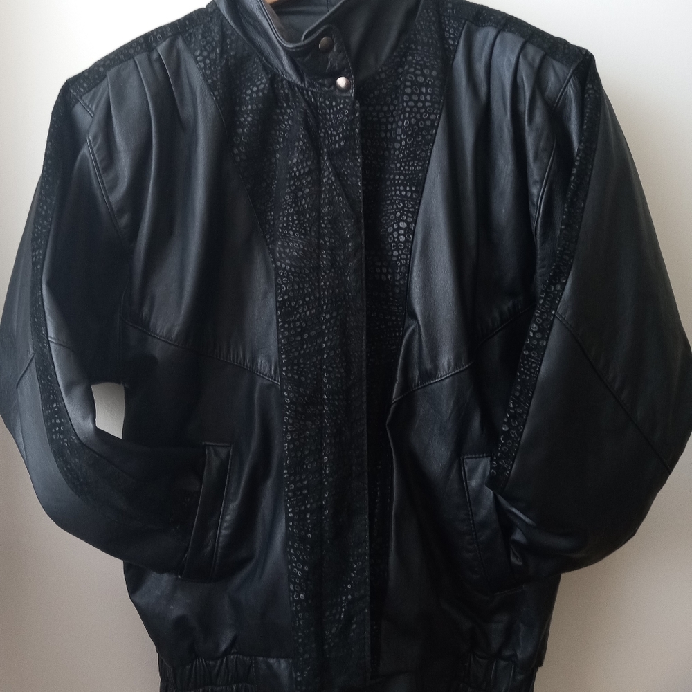 🖤🎸Women's Black Leather Jacket | Retro Motorcycle Rocker Vibes | Size L